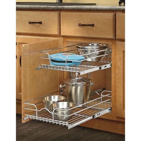 2 tier stainless steel pull out cabinet drawer basket|kitchen drawer pull out system.